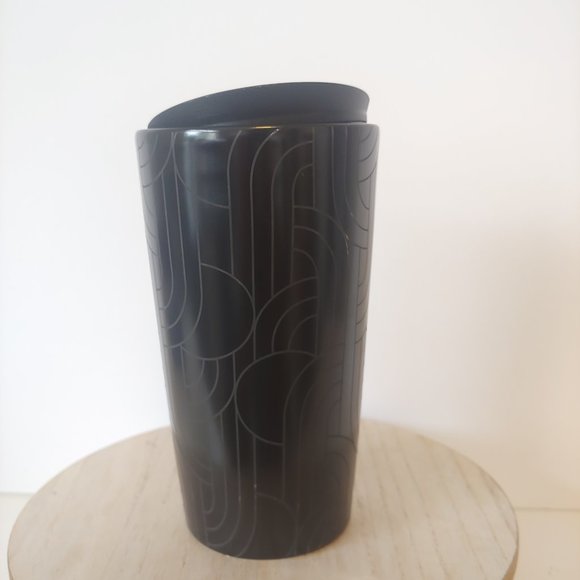 ❤️SOLD❤️STARBUCKS FALL 2020 Halloween BLACK GEO ETCHED CER - Picture 8 of 9